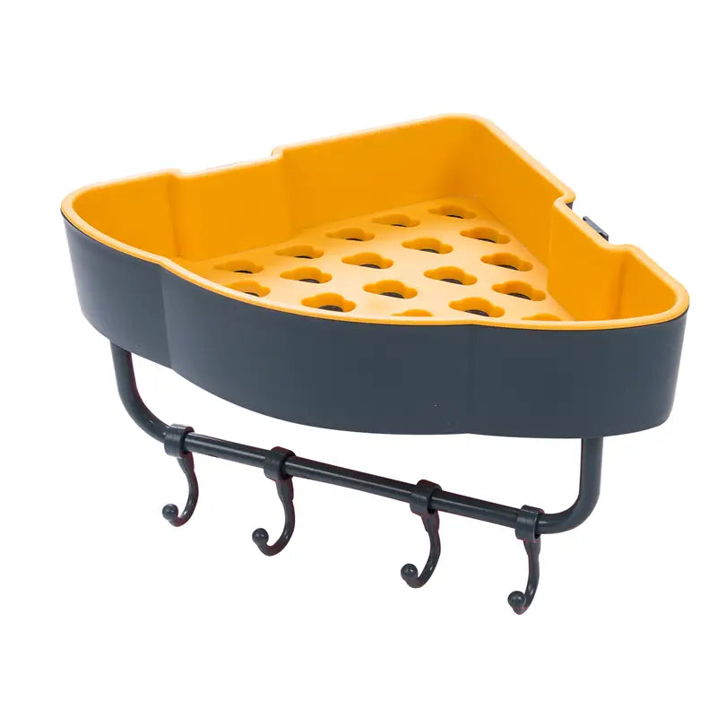 Corner Adhesive Storage Shelf with Hooks