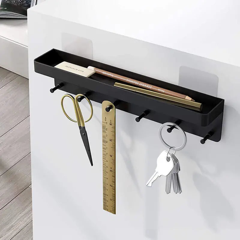 Sleek Wall-Mounted Entryway Organizer with Shelf & 6 Hooks