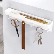 Sleek Wall-Mounted Entryway Organizer with Shelf & 6 Hooks