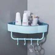Corner Adhesive Storage Shelf with Hooks