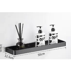 Minimalist Black Aluminum Bathroom Shelf — Punch-Free Wall Storage