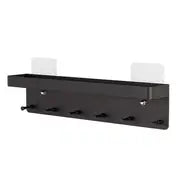 Sleek Wall-Mounted Entryway Organizer with Shelf & 6 Hooks