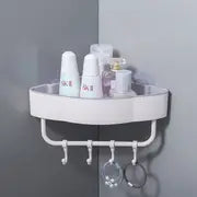 Corner Adhesive Storage Shelf with Hooks