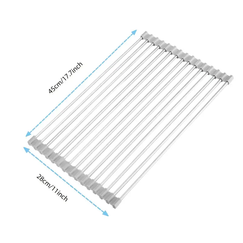 Foldable Roll-Up Dish Drying Rack for Kitchen Sink