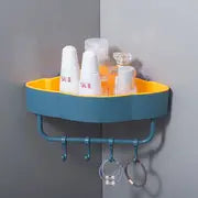 Corner Adhesive Storage Shelf with Hooks