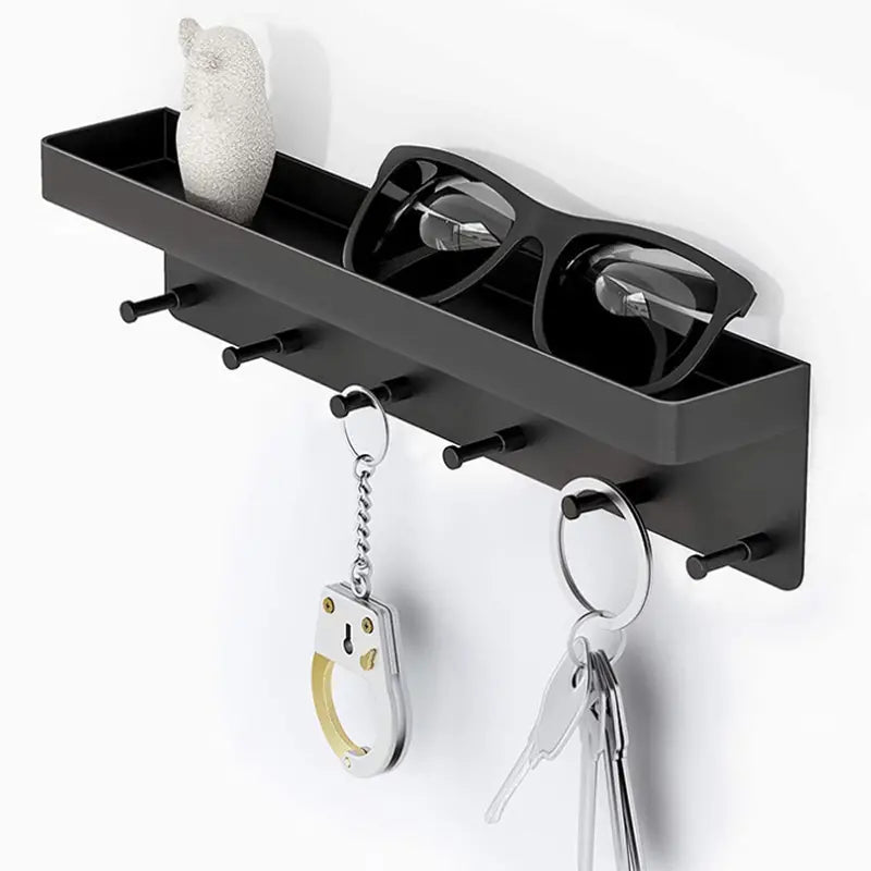 Sleek Wall-Mounted Entryway Organizer with Shelf & 6 Hooks