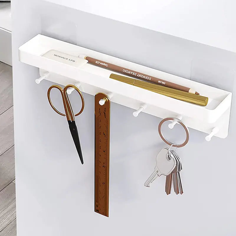 Sleek Wall-Mounted Entryway Organizer with Shelf & 6 Hooks